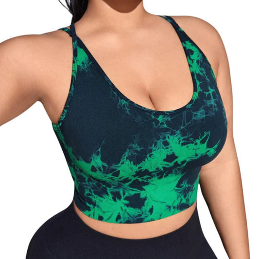 Plus Size Printed Tie Dye Sports Bra