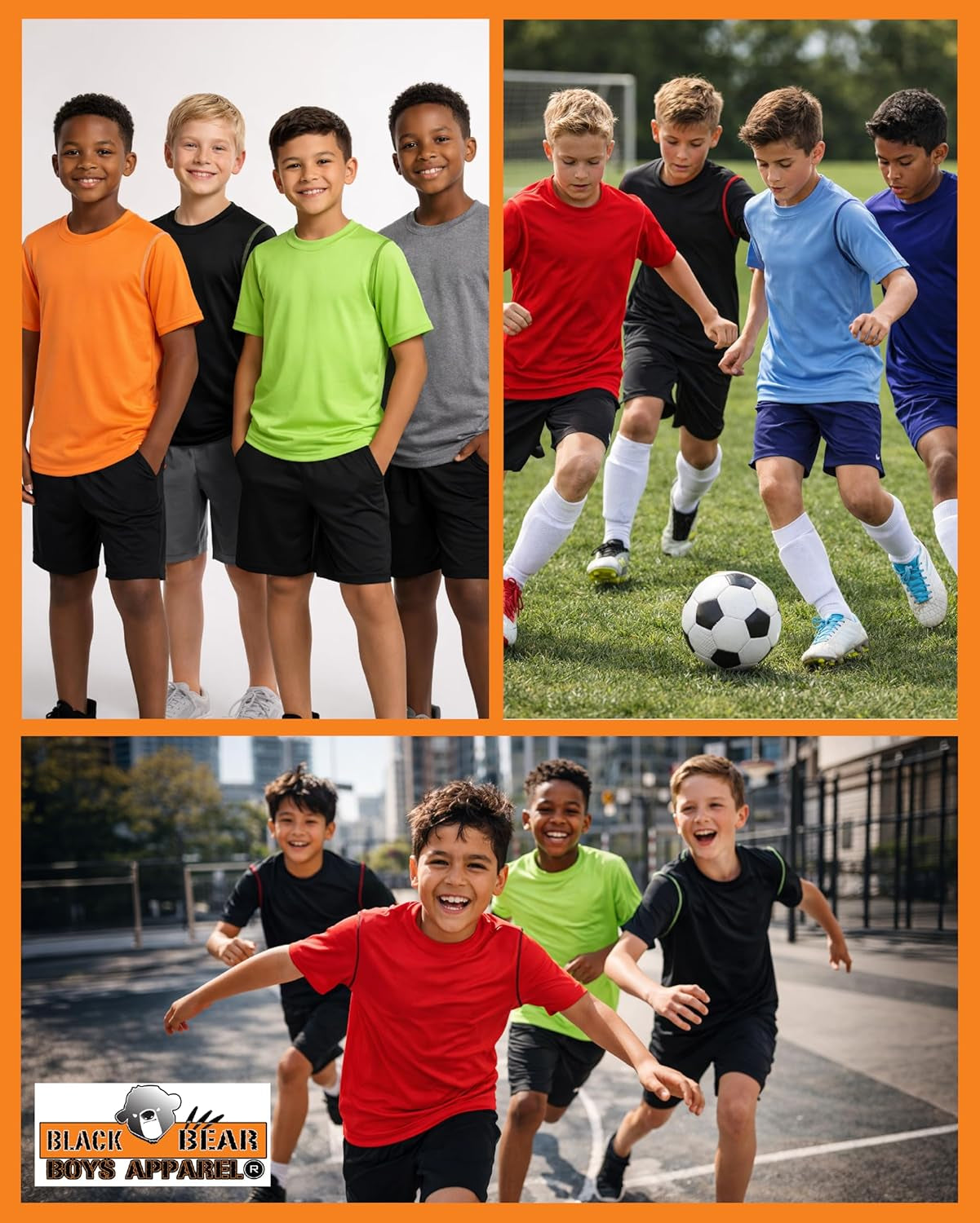 Boys’ Athletic T-Shirt – 4 Pack Active Performance Dry-Fit Sports Tee (4-18)